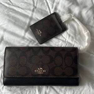 Coach Signature PVC trifold wallet